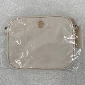 Anne Klein Camera Crossbody Bag Oyster Color Gold Hardware AKH3372 New